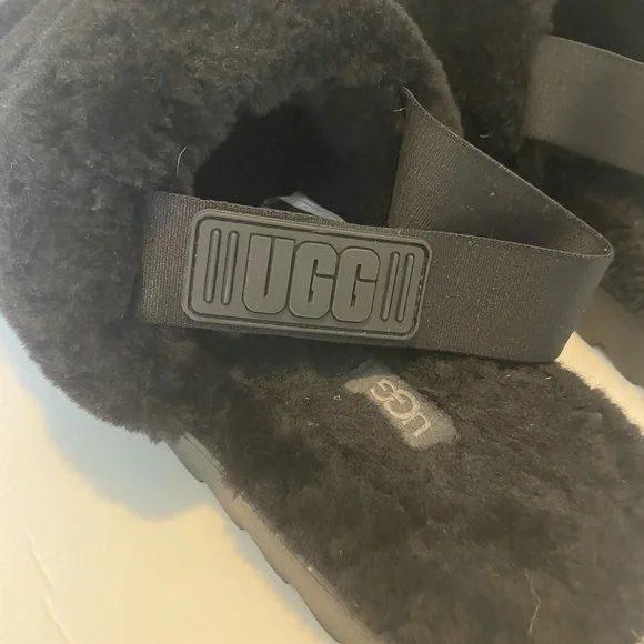 UGG Black Fluffy Sandals - Picture 3 of 5